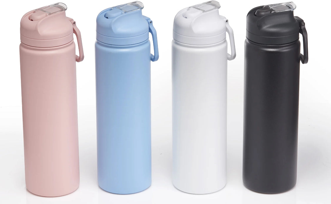 Solid Print 24oz Insulated Stainless Steel Water Bottle with Flip-Top Lid