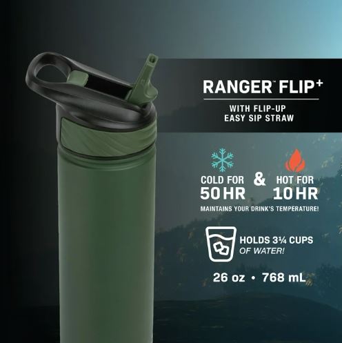 TAL Stainless Steel Ranger Water Bottle with Easy Sip Straw 26 oz