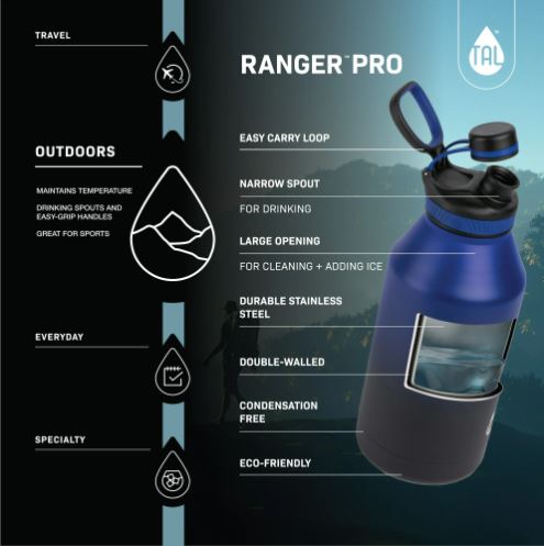 TAL Stainless Steel Ranger Water Bottle 64oz