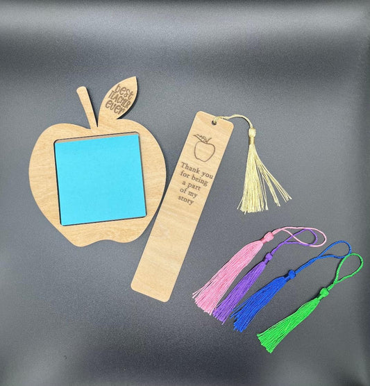 Best Teacher Wooden Post-it holder and Bookmark