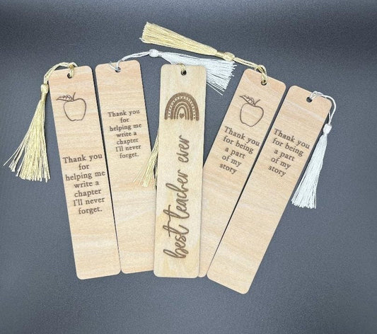 Teacher Wooden Bookmark 5 pack