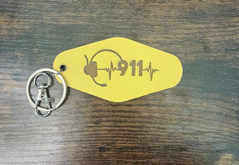 911 Dispatcher Leather Hotel Style Keychain